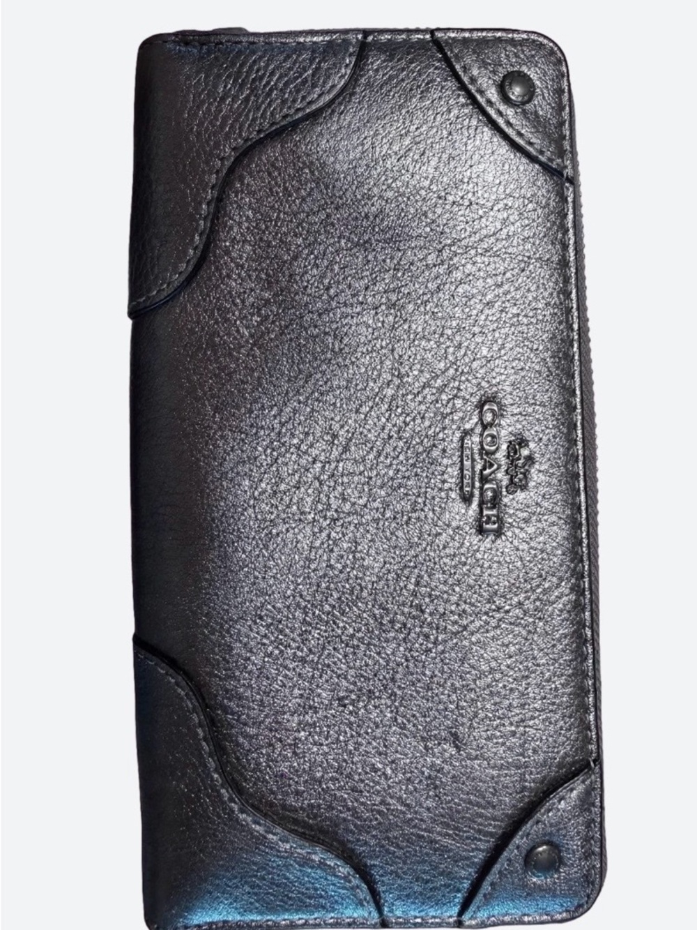 Coach Black Pebbled Leather Zip-Around Men's Wallet